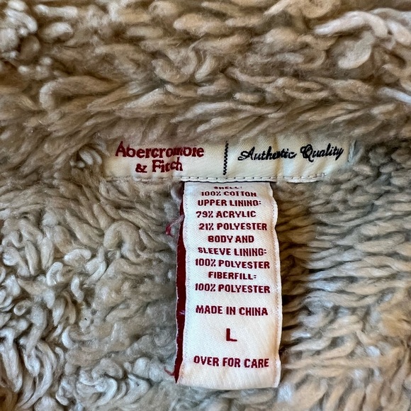 Abercrombie & Fitch Vintage Corduroy Sherpa Quilt Lined Snap Closure Coat Large - Picture 9 of 11